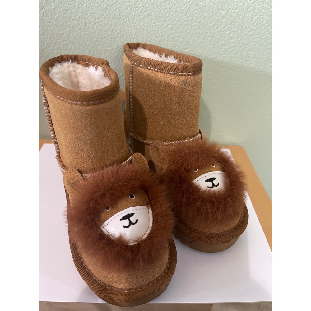 Dream Paris Kids Boys Girls Cute Animal Faux Sherpa Lining Winter Boots Size 10